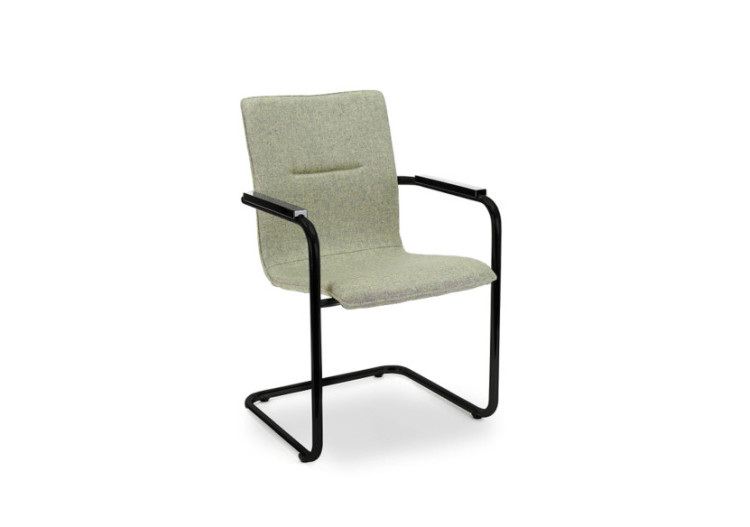 Chaise de réunion Workliving X6 - Cadre noir en velours doux vert tendre - 107929C - Workliving