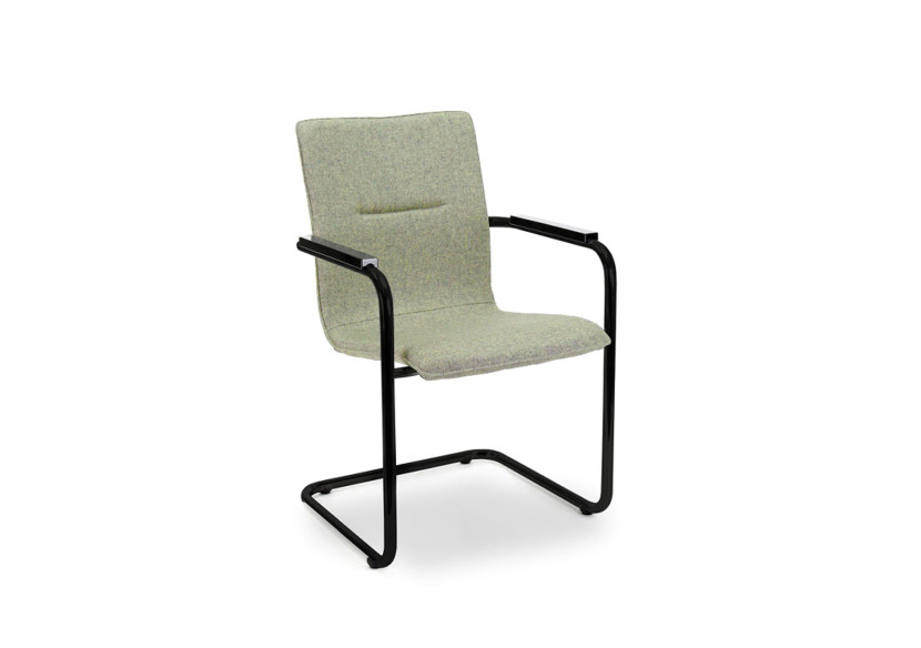 Chaise de réunion Workliving X6 - Cadre noir en velours doux vert tendre - 107929C - Workliving