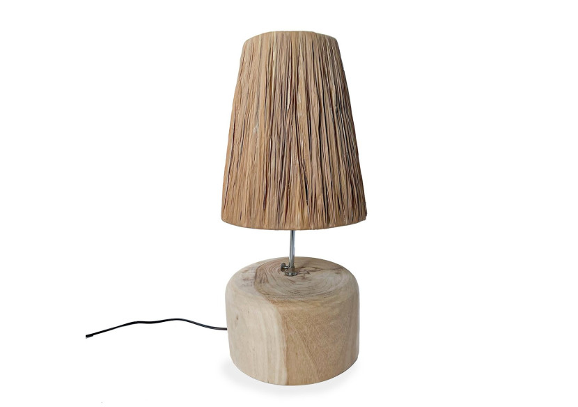 Lampe de Table en Bois Teck - Design Naturel Élégant - JABR107N - Bazar Bizar
