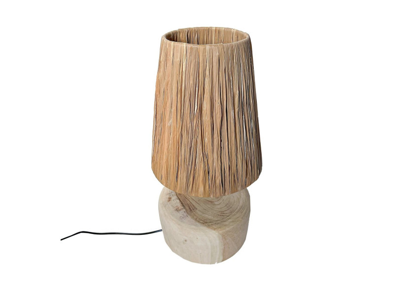 Lampe de Table en Bois Teck - Design Naturel Élégant - JABR107N - Bazar Bizar