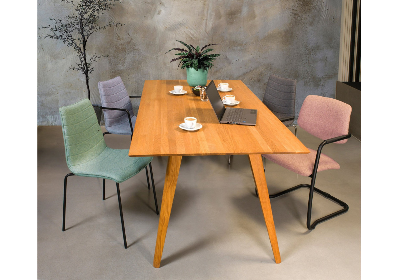 Chaise de réunion Workliving X5 - Cadre en acier noir - Tissu doux Fenice 152 rose clair - 107928C - Workliving