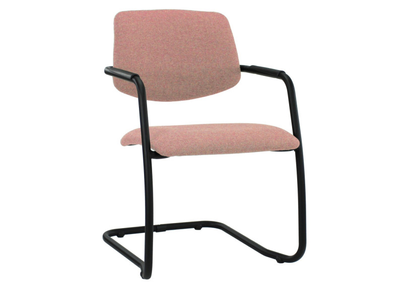 Chaise de réunion Workliving X5 - Cadre en acier noir - Tissu doux Fenice 152 rose clair - 107928C - Workliving