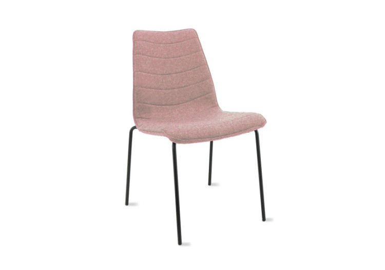 Chaise polyvalente Workliving Verona - Tissu doux Fenice 152 rose clair - Cadre noir - 107919C - Workliving