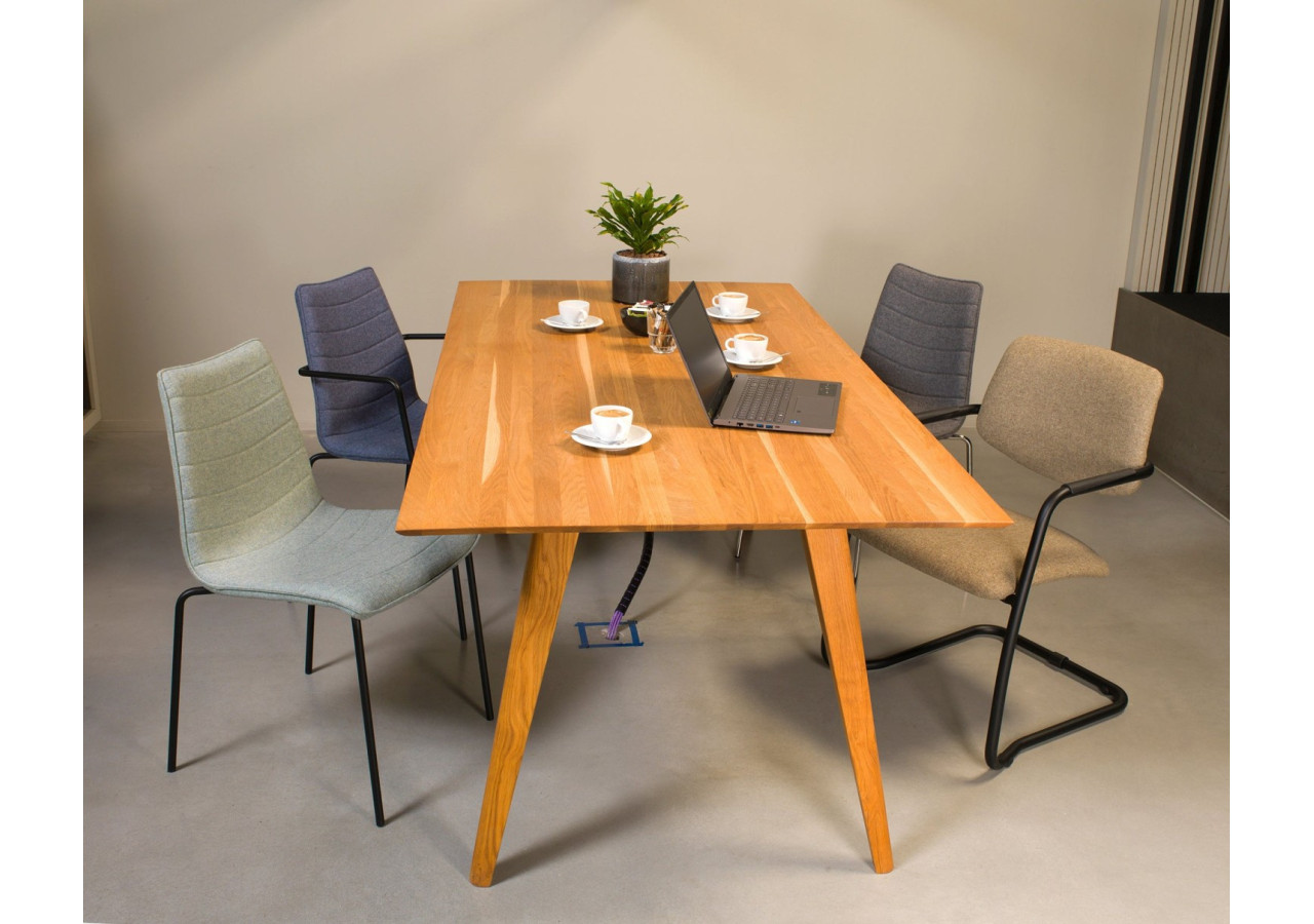 Chaise polyvalente Workliving Verona - Tissu doux Fenice 152 rose clair - Cadre noir - 107919C - Workliving