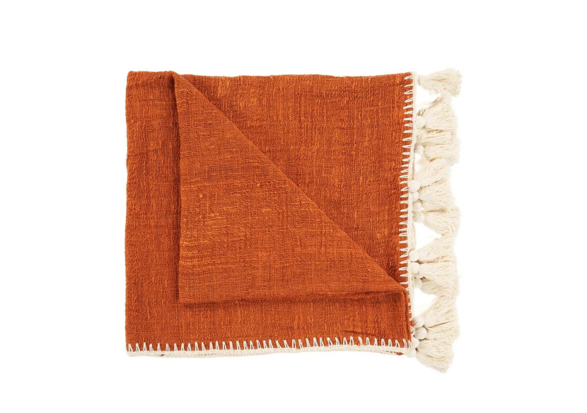 Plaid Stitch - Couleur terracotta vibrante - BARI017T - Bazar Bizar