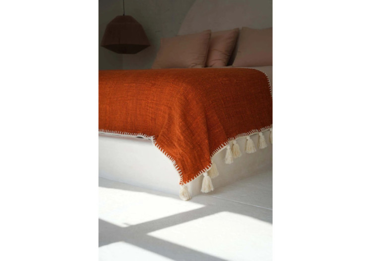 Plaid Stitch - Couleur terracotta vibrante - BARI017T - Bazar Bizar 2