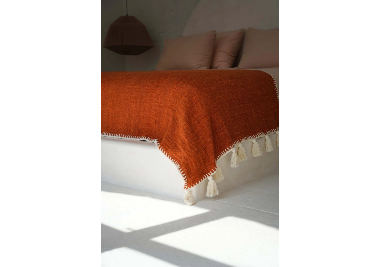 Plaid Stitch - Couleur terracotta vibrante - BARI017T - Bazar Bizar