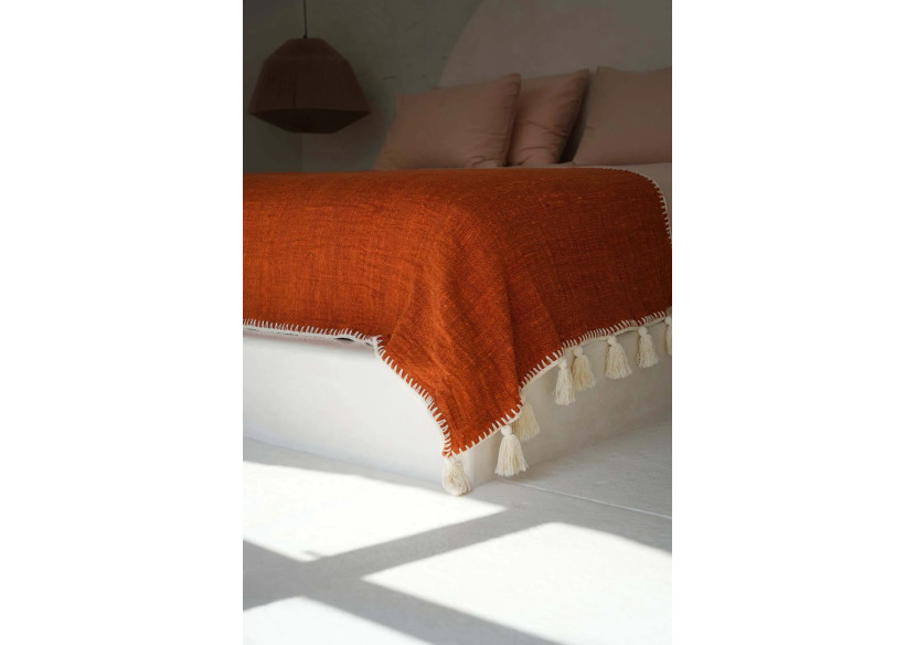 Plaid Stitch - Couleur terracotta vibrante - BARI017T - Bazar Bizar