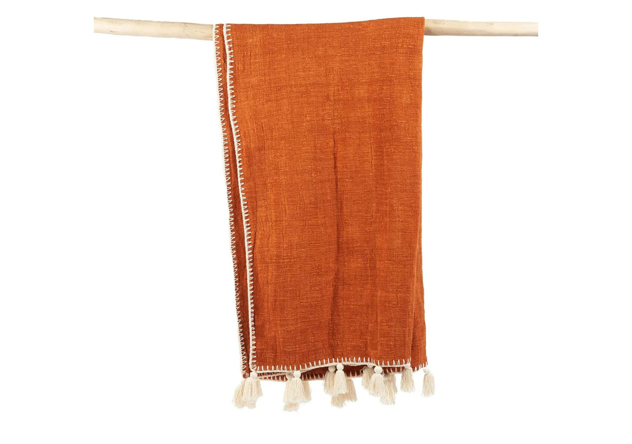 Plaid Stitch - Couleur terracotta vibrante - BARI017T - Bazar Bizar