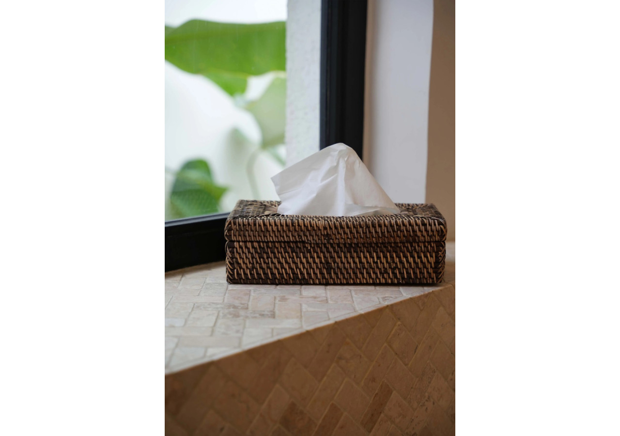 Boîte à Mouchoirs en Rotin Classique - Teinte naturelle marron - BAGE012NBr - Bazar Bizar
