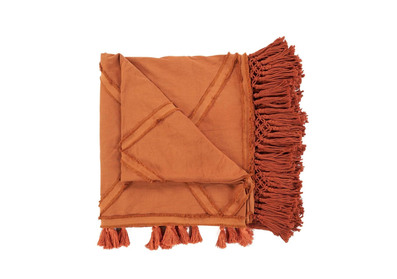 Plaid Berbère - Couleur terracotta chaleureuse - BARI016T - Bazar Bizar