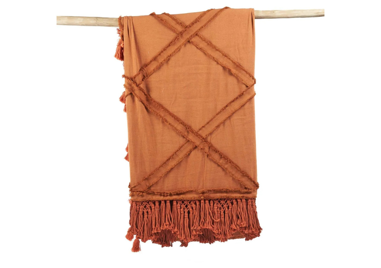 Plaid Berbère - Couleur terracotta chaleureuse - BARI016T - Bazar Bizar