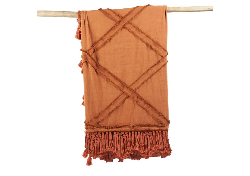 Plaid Berbère - Couleur terracotta chaleureuse - BARI016T - Bazar Bizar