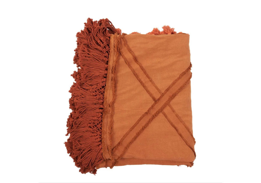 Plaid Berbère - Couleur terracotta chaleureuse - BARI016T - Bazar Bizar