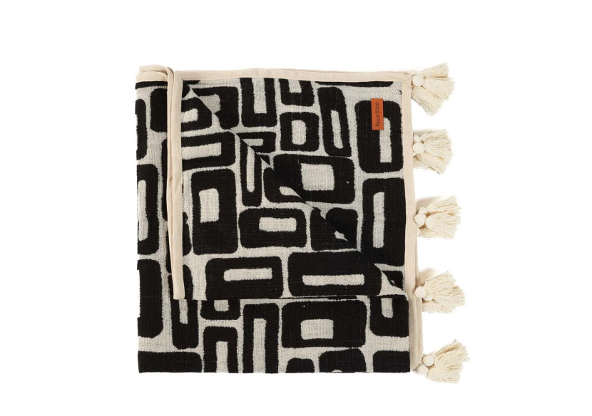 Plaid Aztec - Design noir naturel audacieux - BARI015NB - Bazar Bizar