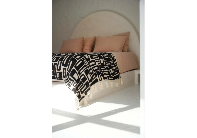 Plaid Aztec - Design noir naturel audacieux - BARI015NB - Bazar Bizar