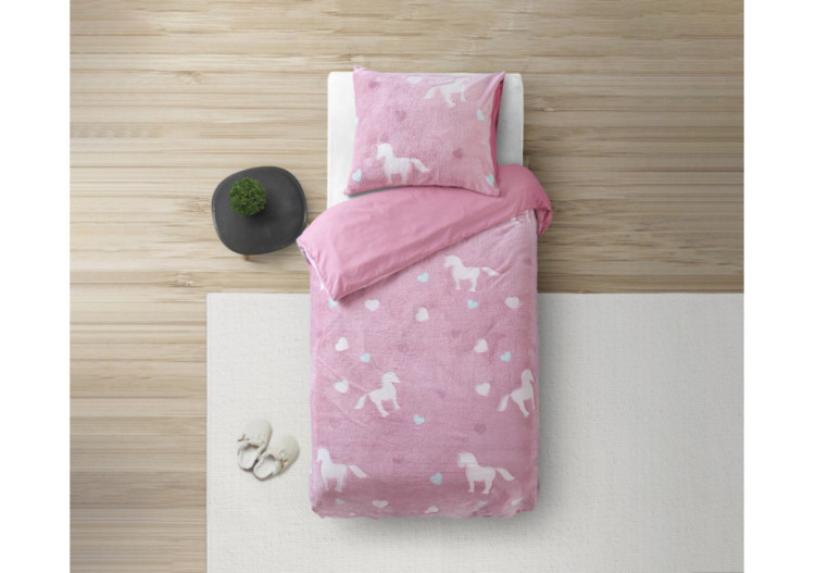 Housse de couette licorne phosphorescente Rose 135 x 200 - 17015864 - Sleeptime