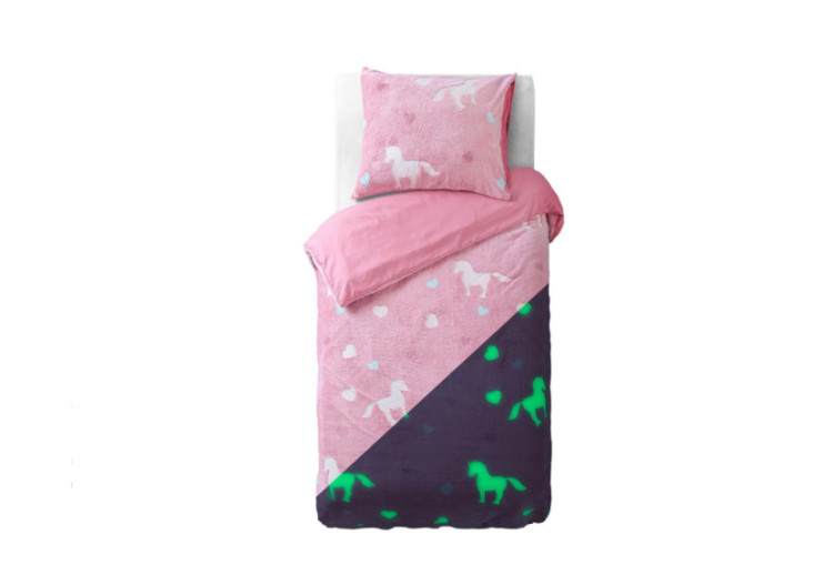 Housse de couette licorne phosphorescente Rose 135 x 200 - 17015864 - Sleeptime 2