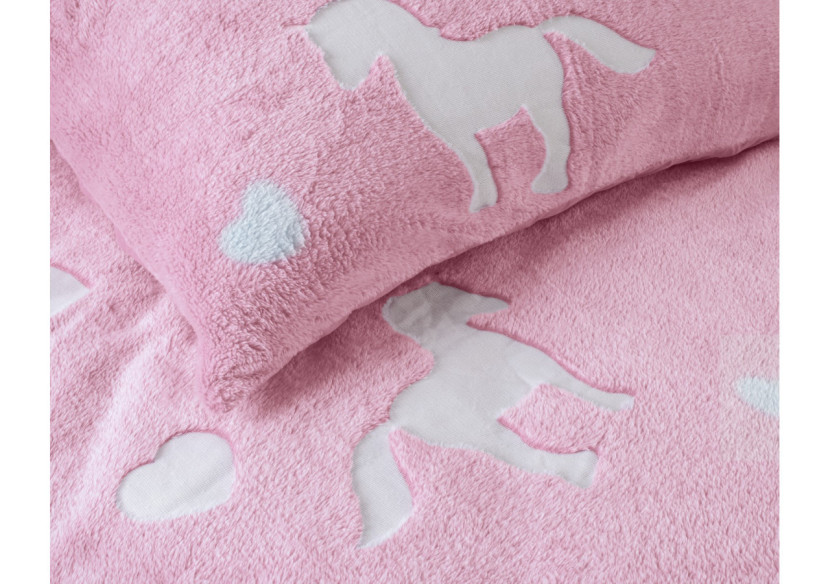 Housse de couette licorne phosphorescente Rose 135 x 200 - 17015864 - Sleeptime