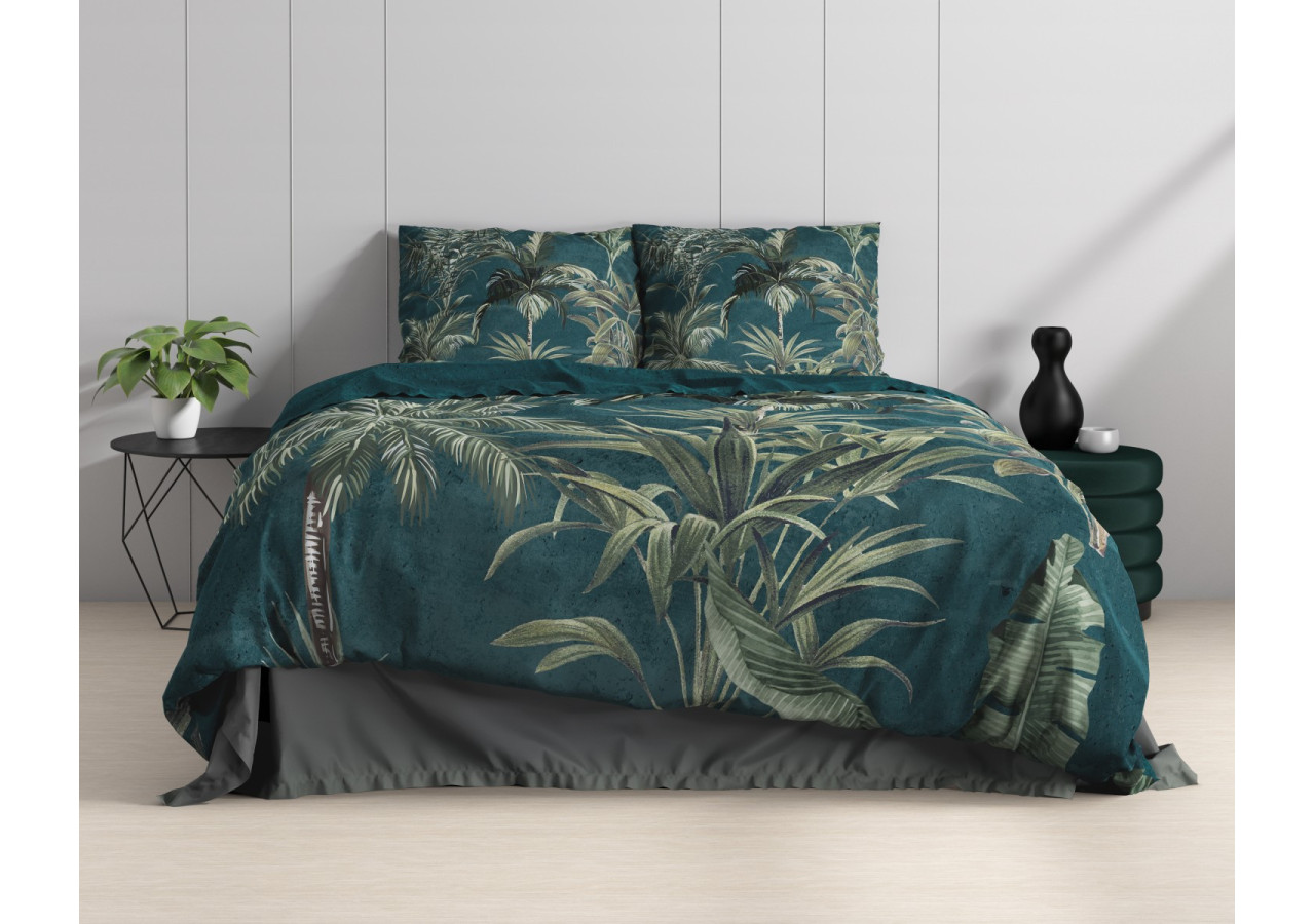 Housse de Couette Iris Verte - Coton 140 x 220 cm - 17015815 - Dreamhouse