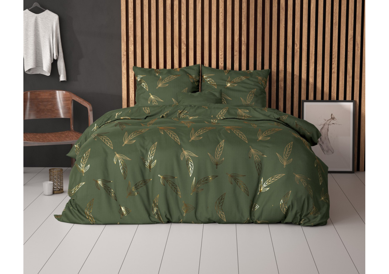 Housse de Couette Leaves - Vert 140 x 220 cm - 17018401 - Sleeptime