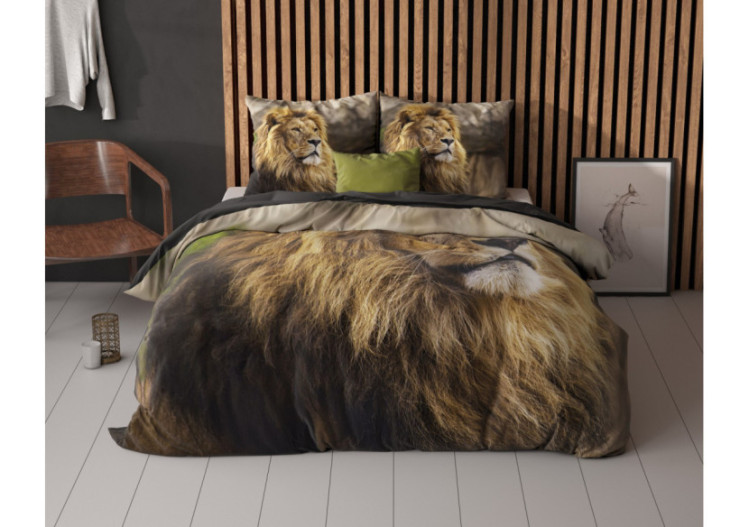 Housse de couette Lion Mind Taupe - 140 x 200/220 cm en coton - 14019716 - Sleeptime