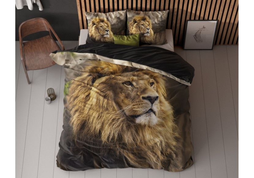 Housse de couette Lion Mind Taupe - 140 x 200/220 cm en coton - 14019716 - Sleeptime