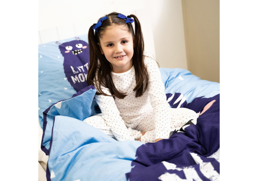 Housse de Couette Little Monster Bleu - Coton Respirant, 135 x 200 cm - 17015783 - Royal Textile