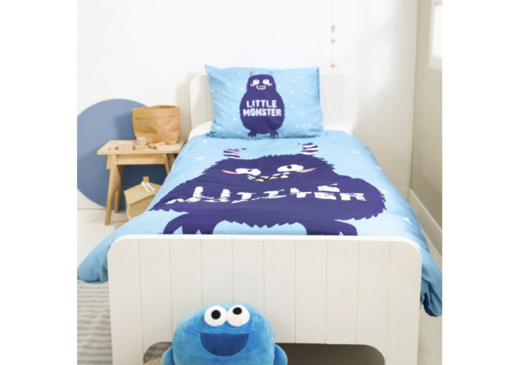 Housse de Couette Little Monster Bleu - Coton Respirant, 155 x 220 cm - 17015784 - Royal Textile