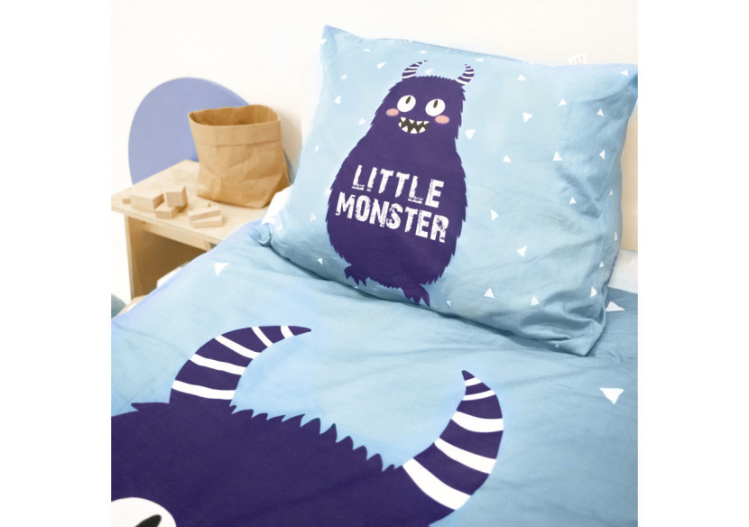 Housse de Couette Little Monster Bleu - Coton Respirant, 155 x 220 cm - 17015784 - Royal Textile
