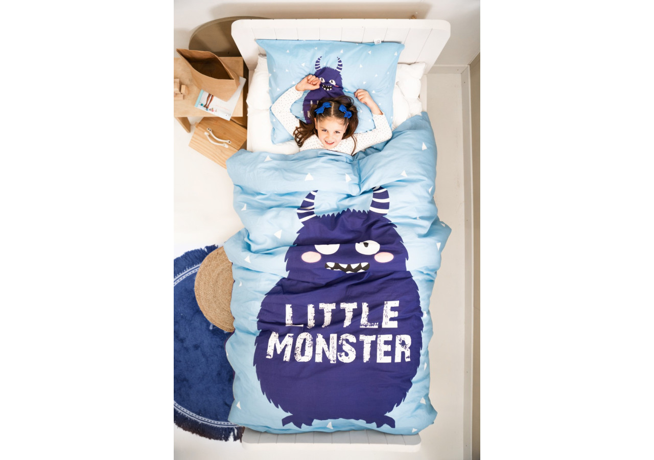 Housse de Couette Little Monster Bleu - Coton Respirant, 155 x 220 cm - 17015784 - Royal Textile