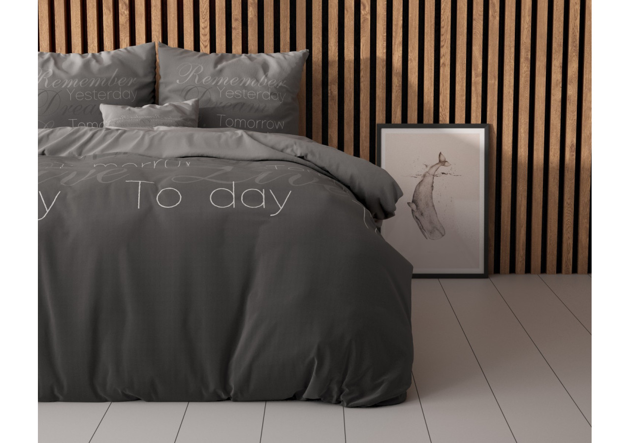 Housse de Couette Live Today Antracite - Mélange Coton, 200 x 220 cm - 17016134 - Sleeptime