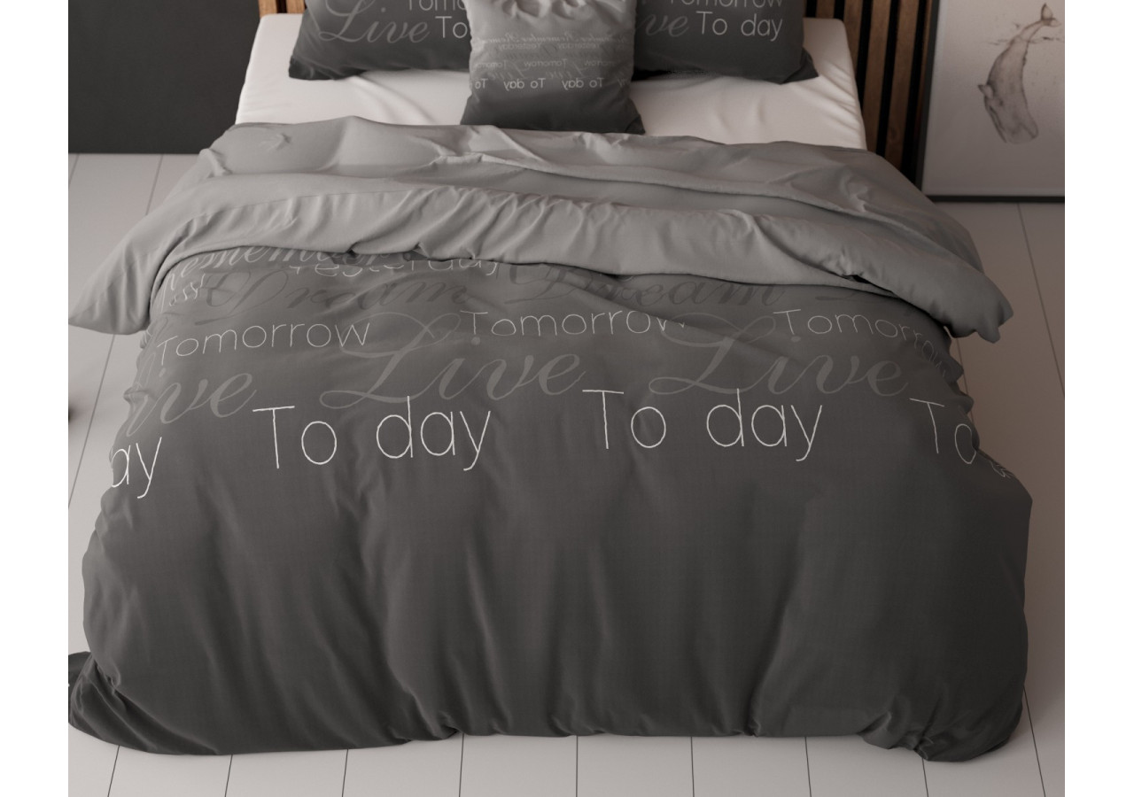 Housse de Couette Live Today Antracite - Mélange Coton, 200 x 220 cm - 17016134 - Sleeptime
