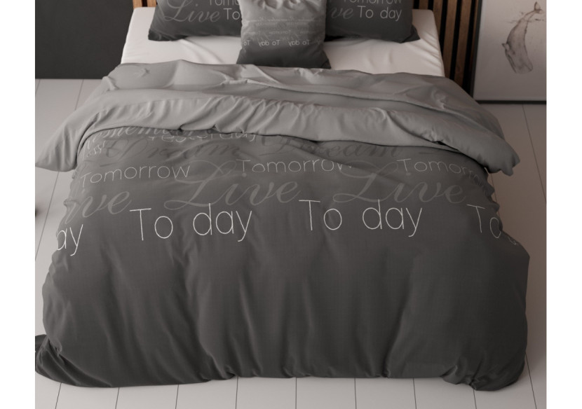 Housse de Couette Live Today Antracite - Mélange Coton, 200 x 220 cm - 17016134 - Sleeptime