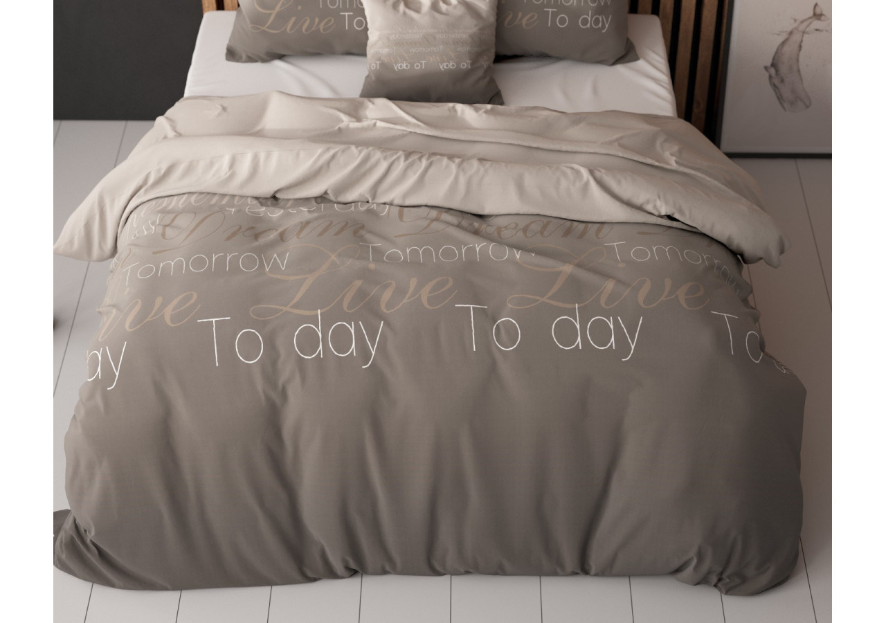 Housse de couette Live Today - Taupe 200 x 220 cm en coton mélangé - 17016130 - Sleeptime