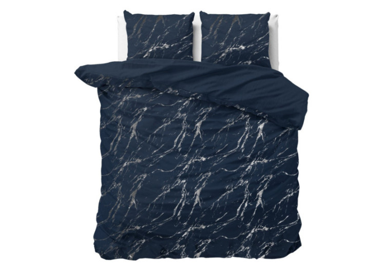Housse de couette Marbre Indigo - Élégance et confort en micropercal 240 x 220cm - 17016208 - Sleeptime