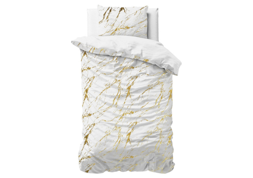 Housse de couette Marbre Blanc - Élégance et confort en micropercal 140 x 220cm - 17016209 - Sleeptime