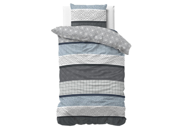 Housse de Couette Maurice - Coton bleu 140x220 cm - 15022842 - Sleeptime