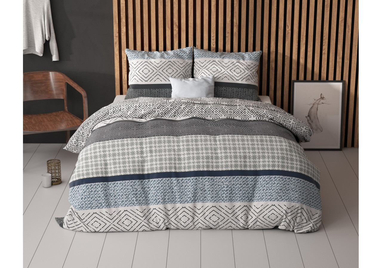 Housse de Couette Maurice - Coton bleu 140x220 cm - 15022842 - Sleeptime