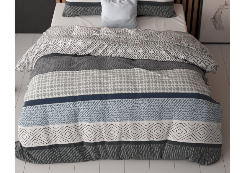 Housse de Couette Maurice - Coton bleu 140x220 cm - 15022842 - Sleeptime