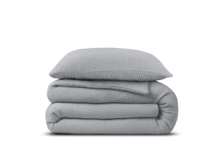 Housse de Couette Mousseline Grise - 140 x 220 cm en Coton - 17017070 - Dreamhouse