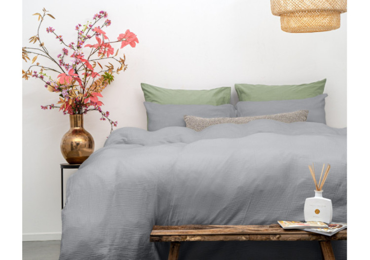 Housse de Couette Mousseline Grise - 140 x 220 cm en Coton - 17017070 - Dreamhouse 2