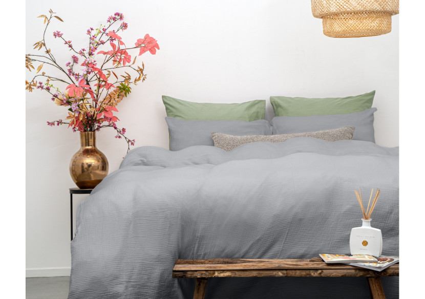 Housse de Couette Mousseline Grise - 200 x 220 cm en Coton - 17017071 - Dreamhouse Housse de Couette Mousseline Grise - 200 x 220 cm en Coton - 17017071 - Dreamhouse