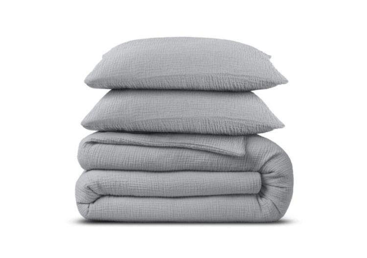 Housse de Couette Mousseline Grise - 240 x 220 cm en Coton - 17017072 - Dreamhouse