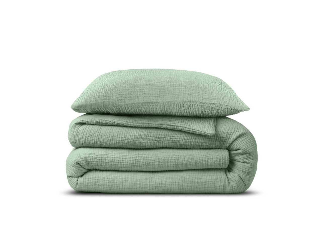Housse de Couette Mousseline Verte - 140 x 220 cm en Coton - 17017064 - Dreamhouse