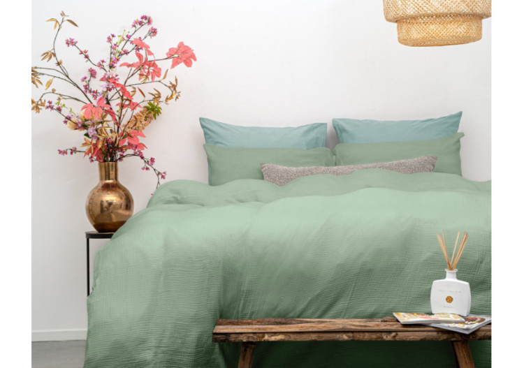 Housse de Couette Mousseline Verte - 140 x 220 cm en Coton - 17017064 - Dreamhouse 2