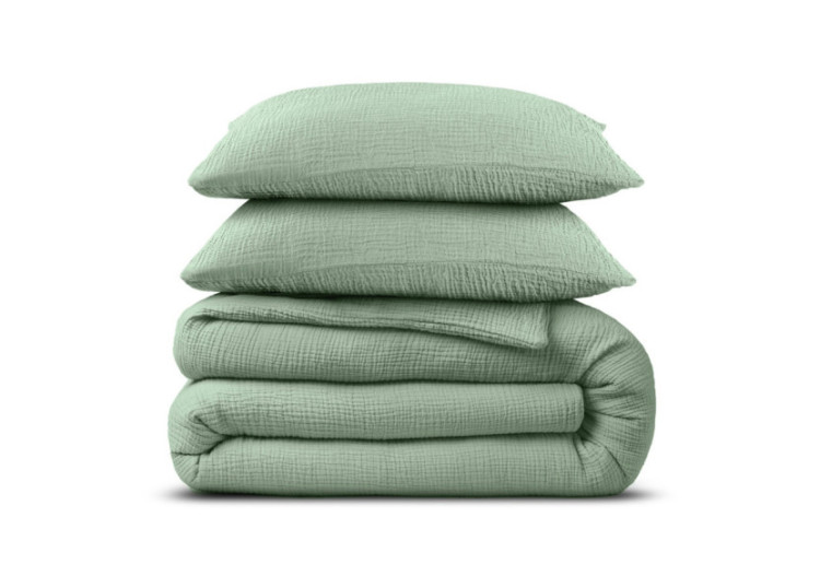 Housse de Couette Mousseline Verte - 200 x 220 cm en Coton - 17017065 - Dreamhouse