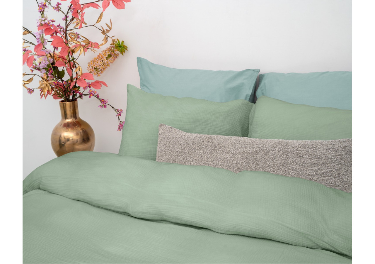 Housse de Couette Mousseline Verte - 200 x 220 cm en Coton - 17017065 - Dreamhouse
