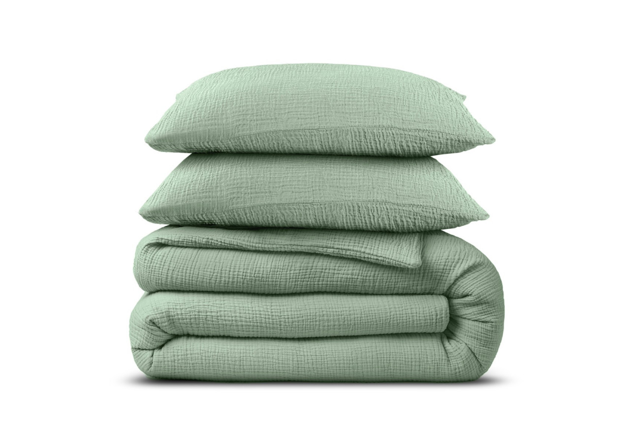 Housse de Couette Mousseline Verte - 240 x 220 cm en Coton - 17017066 - Dreamhouse