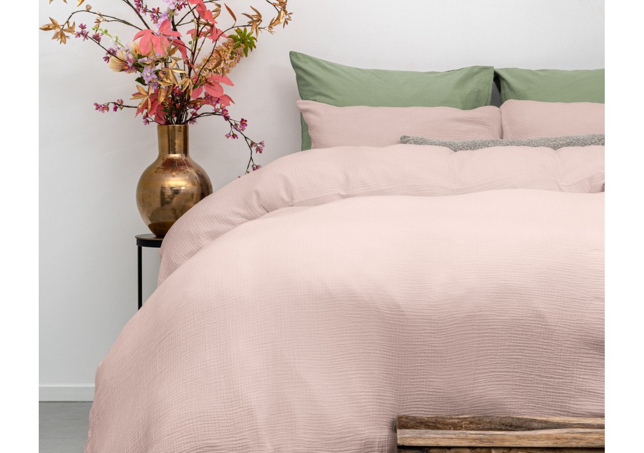 Housse de Couette Mousseline Rose - 140 x 220 cm en Coton - 17017058 - Dreamhouse